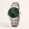 Serahcore Atlas Forest men’s watch in Forest / Silver, complete three-quarter studio view with Serahcore wordmark.